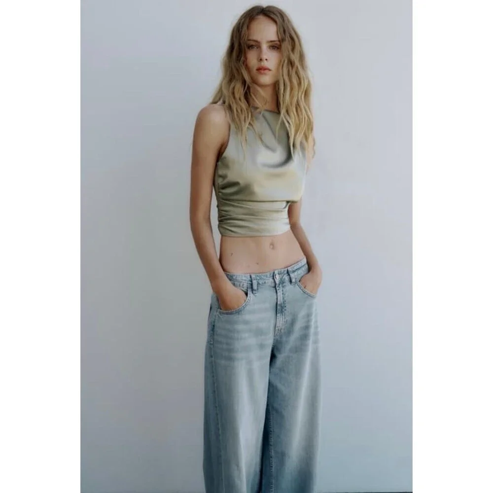 Zara Open Back Satin Effect Top XS - Picture 5 of 8